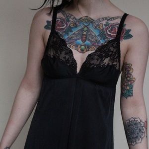 80s Black Lace Maxi Slip